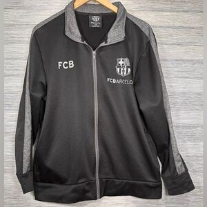 FC Barcelona FCB Soccer Tracksuit Jacket Black Size Large